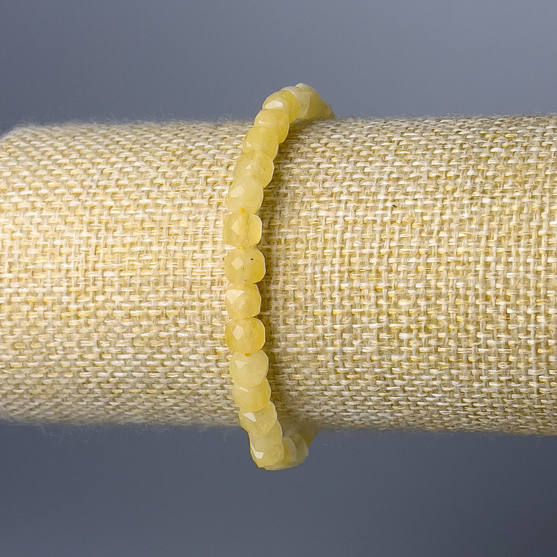 Bracelet Citrine natural stone faceted cube, diameter 5.5 mm, length 18 cm (stretch)