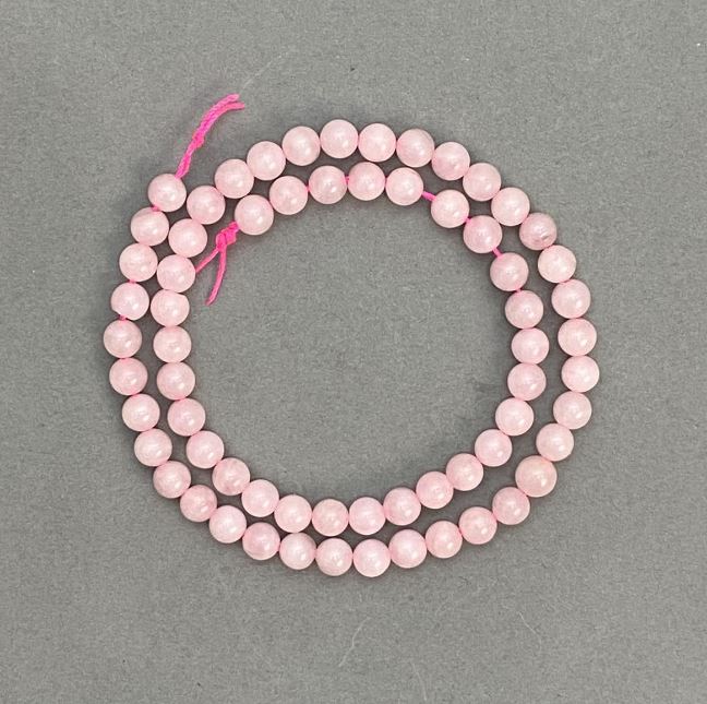 Rose Quartz Beads, Natural Stone, Smooth Round Beads, 6.5 mm Diameter, 38 cm Length