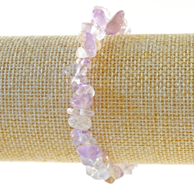 Bracelet Amethyst natural stone chips, diameter 9x4mm, length 18cm (stretch)