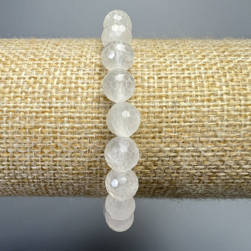 Rock Crystal Bracelet, natural stone, faceted bead, diameter 8 mm ±, length 18 cm ± (stretch)