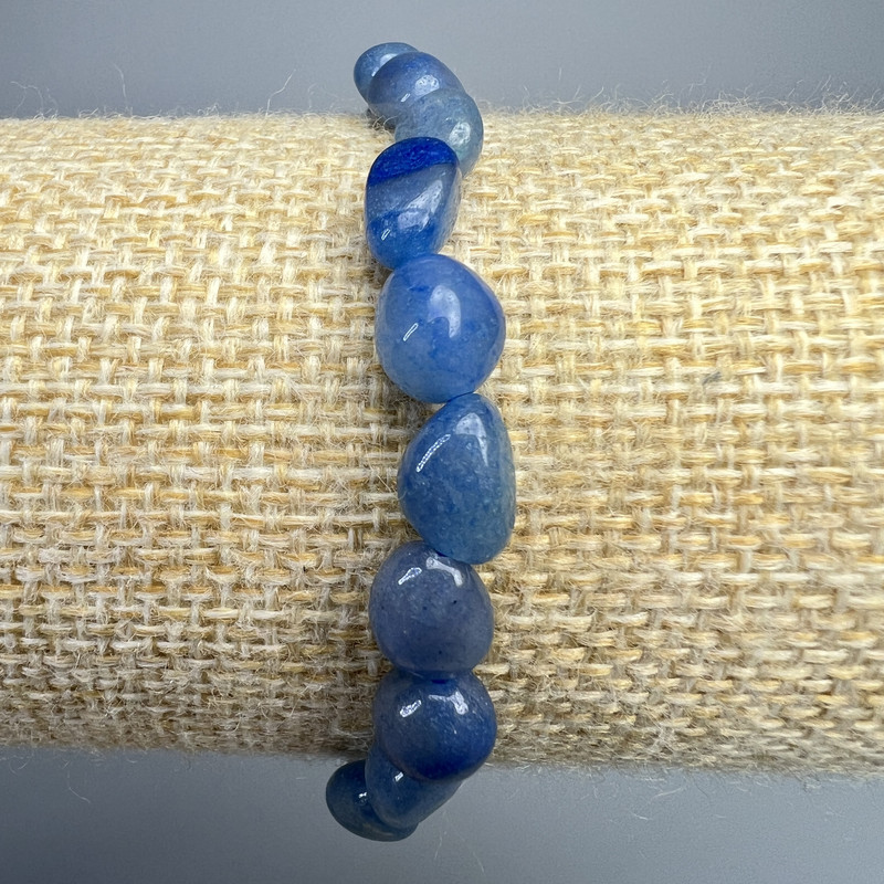 Blue Aventurine Bracelet, natural stone, faceted beads, diameter 7x9 mm, length 18 cm +/- (stretch)