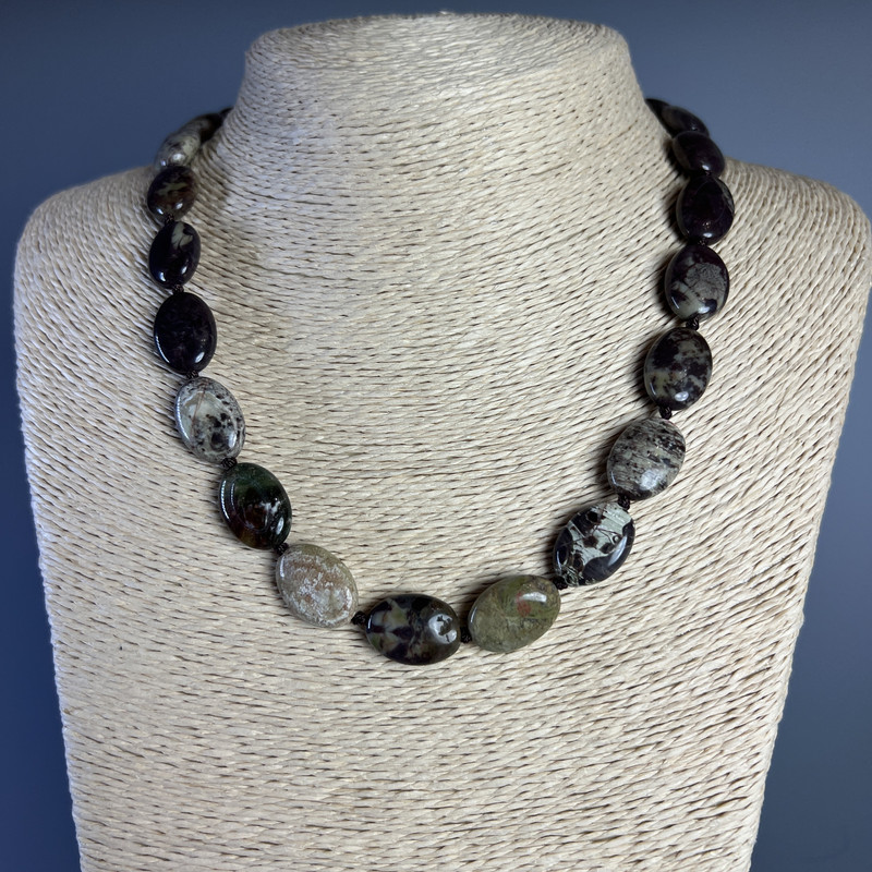 Picasso Jasper Necklace with natural stone, oval shape, diameter 13x18x6mm+-, length 49cm +