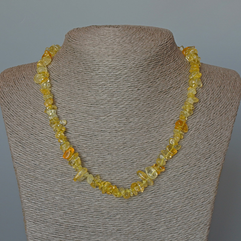 Citrine Necklace with Natural Citrine Chips, 8×5 mm diameter, 48 cm length