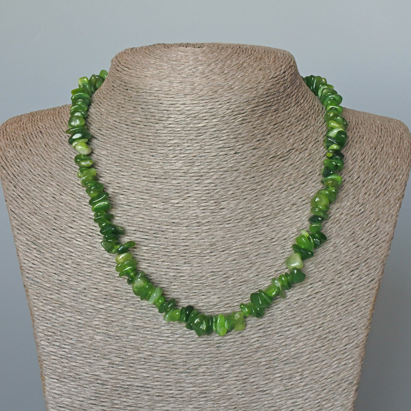 Jadeite Necklace, natural stone chips, 10x4 mm+-, length 47 cm+-