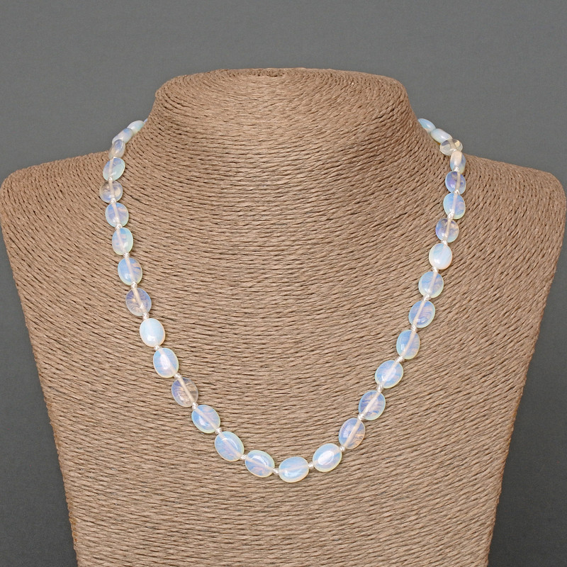 Moonstone necklace (synthetic) oval, diameter 8×10 mm, length 48 cm
